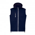 Gilet soft shell con cappuccio e interno in micropile 300 g/m² color blu mare prima vista