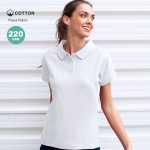 Polo bianca da donna con 2 bottoni in 100% cotone piqué 220 g/m² color bianco