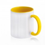 Tazza in ceramica da sublimare con interno e manico colorato da 325ml color giallo