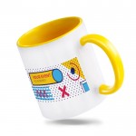 Tazza in ceramica da sublimare con interno e manico colorato da 325ml color giallo