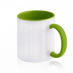 Tazza in ceramica da sublimare con interno e manico colorato da 325ml color verde chiaro 