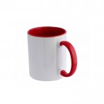 Tazza in ceramica da sublimare con interno e manico colorato da 325ml color rosso