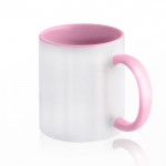 Tazza in ceramica da sublimare con interno e manico colorato da 325ml color rosa chiaro