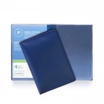 Copertina portadocumenti in PVC con 2 scomparti interni trasparenti color blu mare