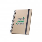 Block notes A5 a righe con spirale e copertina in canna da zucchero color blu immagine con logo