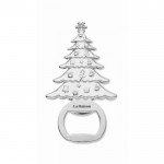 Apribottiglie promozionale in lega di zinco a forma di albero Natale color argento opaco vista principale