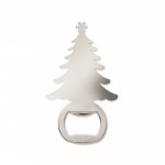 Apribottiglie promozionale in lega di zinco a forma di albero Natale color argento opaco seconda vista