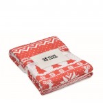 Coperta in pile corallo rPET da 190 gr/m² con stampa natalizia color rosso vista area di stampa