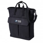 Borsa a tracolla con 2 tasche con chiusura in velcro e tasca pc 15'' color nero vista area di stampa