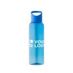 Borraccia in RPET per acqua fredda con tappo in silicone da 500 ml color blu vista area di stampa