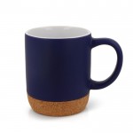 Tazza in gres con fondo in sughero da 250ml color blu scuro