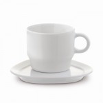 Tazza con piattino triangolare prodotta in Europa da 180ml color bianco