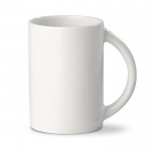 Mug di porcellana bianca con manico a mezza luna prodotta in EU 300ml color bianco