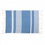 Telo di cotone organico 175g/m² tipo Hammam con motivo a righe 50x70cm color blu