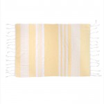 Telo di cotone organico 175g/m² tipo Hammam con motivo a righe 50x70cm color giallo