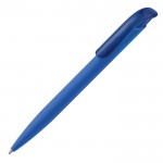 Penna a pulsante in plastica con finitura morbida e inchiostro blu color blu