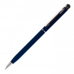 Penna fine ed elegante in alluminio con gommino touch e inchiostro blu color blu scuro