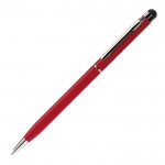 Penna fine ed elegante in alluminio con gommino touch e inchiostro blu color rosso