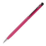 Penna fine ed elegante in alluminio con gommino touch e inchiostro blu color rosa