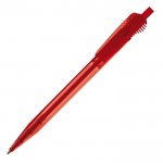 Penna in plastica trasparente con originale clip e inchiostro blu color rosso trasparente