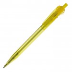 Penna in plastica trasparente con originale clip e inchiostro blu color giallo trasparente