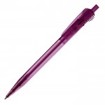 Penna in plastica trasparente con originale clip e inchiostro blu color viola trasparente