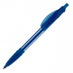 Penna in plastica trasparente con impugnatura in gomma inchiostro blu color blu trasparente