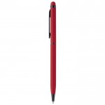 Penna touch in alluminio con finitura soft-touch e inchiostro blu color rosso terza vista