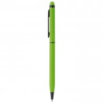 Penna touch in alluminio con finitura soft-touch e inchiostro blu color lime terza vista