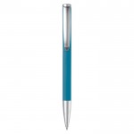 Penna twist in alluminio con clip e punta in metallo e inchiostro blu color blu seconda vista