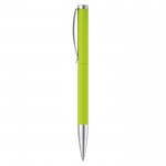 Penna twist in alluminio con clip e punta in metallo e inchiostro blu color lime terza vista