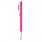 Penna twist in alluminio con clip e punta in metallo e inchiostro blu color rosa terza vista