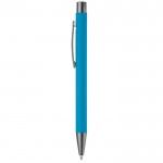 Penna in alluminio con finitura soft-touch e inchiostro blu color azzurro seconda vista