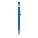 Penna con finitura soft-touch 3 anelli argentati e inchiostro blu color azzurro quinta vista