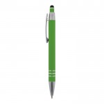 Penna con finitura soft-touch 3 anelli argentati e inchiostro blu color lime terza vista