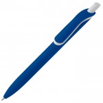 Penna in plastica riciclata con pulsante bianco e inchiostro blu color blu scuro