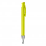 Penna a pulsante in plastica con inchiostro blu e prodotta in Germania color lime quinta vista