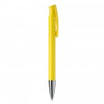 Penna a pulsante in plastica con inchiostro blu e prodotta in Germania color giallo quinta vista