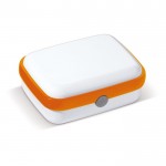 Lunch box bicolore con logo in plastica rigida resistente da 1.000ml color arancione