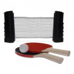 Set da ping pong con rete regolabile, 2 racchette e 3 palline color nero