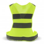 Gilet di sicurezza sportivo regolabile con bande riflettenti color giallo seconda vista