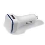 Adattatore da auto con due porte USB da 2.1A e 1A per la ricarica color bianco/blu