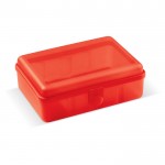 Lunch box rettangolare con chiusura a clip prodotto in EU da 950 ml color rosso trasparente