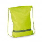 Zainetto a sacca in poliestere con fascia riflettente orizzontale color lime