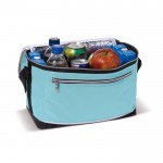 Borsa frigo in poliestere con tracolla regolabile e tasca frontale color azzurro seconda vista