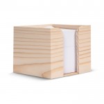 Cubo di legno porta notes con 650 foglietti di carta riciclata 90g/m² color marrone chiaro quinta vista