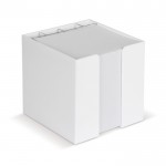 Cubo di plastica porta notes con 800 foglietti da 90g/m² e portapenne color bianco