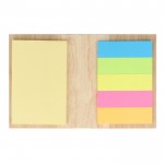 Blocchetto di bambù con post-it gialli e segnapagina adesivi color naturale quarta vista