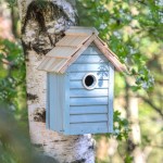 Casetta di nidificazione per uccellini in legno con entrata da 30mm color azzurro quinta vista