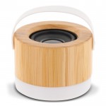 Altoparlante wireless in bambù e ABS con base e manico in bianco 3W color legno